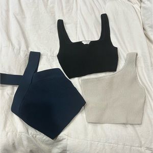 Aritzia Babaton knit tops in navy black and off white